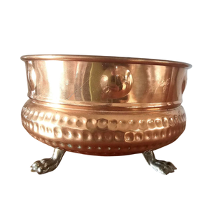 Handmade Vintage Brass Flower Pot With Claw Feet Rustic Indoor Planter For Green <b>Plants</b> Handmade Planter On Sale - Product Image 4