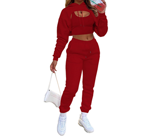 Women's Custom Eco-Friendly Breathable Plus Size <b>Crop</b> Top Jogger Tracksuit Set Hooded Windproof Printed <b>Zip</b>-<b>Up</b> Logo Casual - Product Image 5
