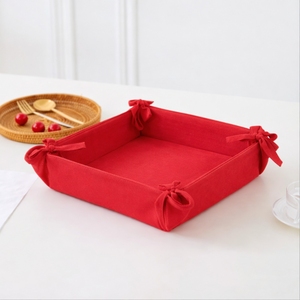 Premium 100% Cotton <b>Woven</b> Square Multifunctional Bread <b>Basket</b> Reusable Eco Friendly Fabric Bread Serving <b>Basket</b> for Dining Table - Product Image 1