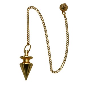 Wholesale Polished Gold Cone with <b>Ring</b> <b>Plate</b> Shaped Feng Shui Pendulum for Energy Healing Divination Environmentally Friendly - Product Image 1