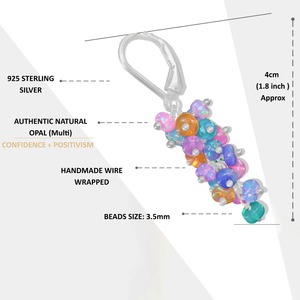 925 <b>Sterling</b> <b>Silver</b> Rhodium Multi Stone Beaded Cluster Dangle Earrings Colorful Birthstone Drop Jewelry for Wedding Party Gift - Product Image 2