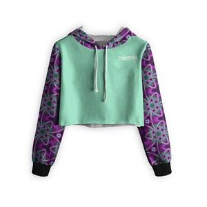 Sudadera con Capucha Corta con Estampado Floral Personalizado para Mujer, Sudadera de Poliéster Tejida con Estampado por Sublimación, Ropa Urbana de Otoño - Product Image 3