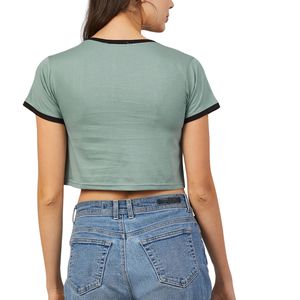 Camiseta Corta Ajustada para Mujer, Manga Corta, Estilo Casual, con Logo Personalizado, OEM, Venta al Por Mayor - Product Image 1