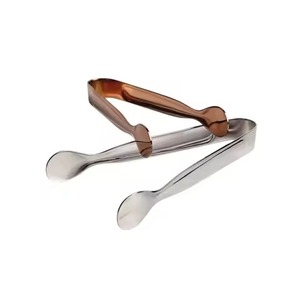 Ensemble de 2 pinces à glace en acier inoxydable avec manche plaqué cuivre, pinces de service de qualité alimentaire pour glaçons et fêtes - Product Image 1
