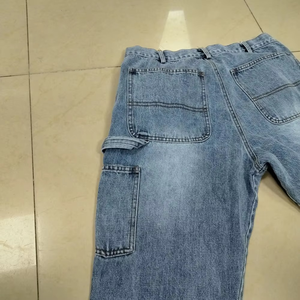 Jean cargo baggy déchiré à double genou pour homme, style streetwear, coupe évasée, uni - Product Image 2