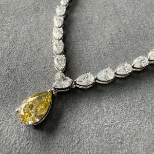 Luxury Top Quality Fancy Jewelry Pear Necklace 925 Sterling Silver Wedding CZ Necklace for Women - Product Image 4