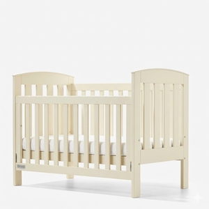 Lit bébé sculpté en acajou, mobilier de chambre d'enfant fait main d'Indonésie, couleur crème AQ88900 - Product Image 1