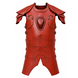 Armure médiévale en cuir rouge, cuirasse de guerrier viking, épaulettes de poitrine et d'épaule LARP, costume de chevalier Renaissance pour cosplay, films et séries TV - Product Image 1
