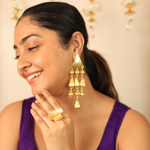 Pendientes de Pirámide Chapados en Oro, Estilo Bohemia para Mujer, Joyería de Moda para Fiestas y Ocasiones Especiales, Pendientes Colgantes de Aleación - Product Image 1
