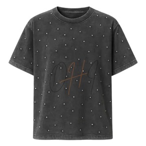 Camiseta Oversize Negra Lavada para Hombre con Pedrería y Estampado Gráfico - Product Image 2
