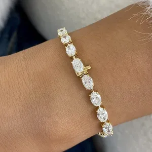 Elegante Pulsera de Diamantes Cultivados en Laboratorio con Corte Ovalado de 9.80 Ct, E VS1, Oro Amarillo de 14K - Product Image 6