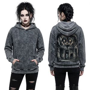 Teal <b>Tie</b> Dye Hoodie Women Asymmetric Side Zip Hoodie Bat Wing <b>Back</b> Print Gothic Streetwear High Neck Pullover Sweatshirt - Product Image 6