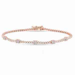 Women's 925 Silver Princess Cut Diamond Chain <b>Bracelet</b> Channel Setting Classic Everyday Wear - Product Image 2