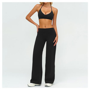 Conjunto de Yoga de 1 Pieza para Mujer, Top Corto Negro sin Tirantes, Pantalones Cortos de Cintura Alta, Sin Costuras, Spandex/Nailon, Paneles de Malla Transpirable - Product Image 1