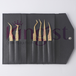 Pince à cils courbée noire mate avec logo personnalisé, ensemble de pinces à cils volume russe à 90 degrés avec pointe en fibre pour extension de cils - Product Image 5