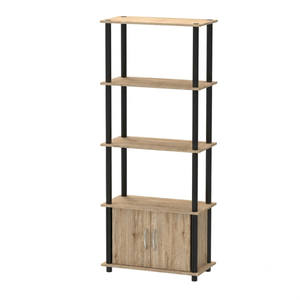 Estantería de Almacenamiento Alta Multiusos de Estilo Industrial Moderno de 1936, Librería Abierta de Madera de 4 Niveles, Gabinete de 2 Puertas, Roble Sonoma, para Sala de Estar o Exterior - Product Image 1