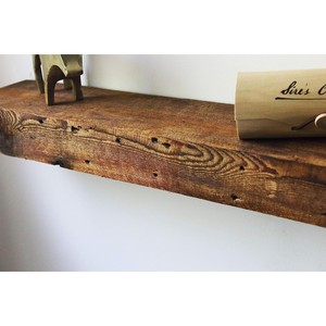 Handcrafted Reclaimed <b>Pine</b> Wood Rustic Wall <b>Shelf</b> with Cast Iron Hardware Wholesale - Product Image 1