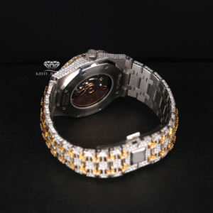 Reloj de Lujo con Esfera Árabe Completamente Adornada con Diamantes Moissanite, en Dos Tonos Amarillo y Blanco, Estilo Hip Hop, de Acero Inoxidable, Personalizado para Hombre - Product Image 5