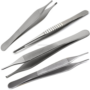 Pinces à coton dentaire, pinces à tissus, pinces chirurgicales de dissection en acier inoxydable à pointe dentelée, ensemble d'instruments manuels CE - Product Image 1