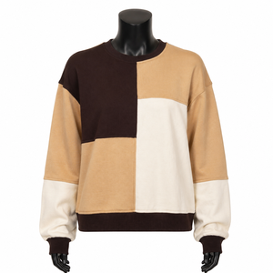 เสื้อสเวตเชิ้ตโอเวอร์ไซส์ผู้หญิง OEM แบบ Color Block 300 GSM ผ้าฝ้าย 65% โพลีเอสเตอร์ 35% ผ้าฟลีซเนื้อนุ่ม สไตล์สตรีทแวร์สั่งทำพิเศษ - Product Image 2