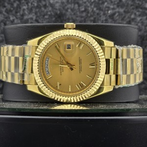 Reloj Automático de Lujo para Hombre, de Acero Inoxidable, Chapado en Oro de 18K, con Fecha, Bisel Estriado, Cristal de Zafiro, Moissanita, Mecánico - Product Image 5