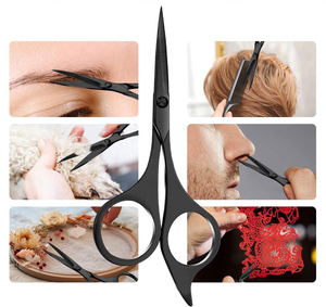 Wholesale Professional Stainless Steel Barber Hair Cutting Scissors Sharp Blades Black Coated Short <b>Handle</b> With Leather Sheath - Product Image 6