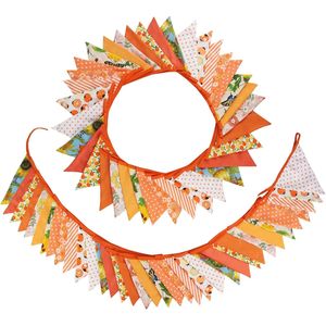 Guirlande de 32 pieds en coton à motifs floraux orange, drapeaux triangulaires, bannière de décoration pour fête d'automne et Thanksgiving - Product Image 1