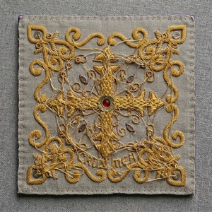 Custom Hand Made Gold Bullion Embroidery Patch 3D Beaded Religious Cross <b>Applique</b> for Masonic and Church Regalia - Product Image 6