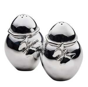 Skies Trader Classic Ceramic <b>Salt</b> and Pepper Shakers Set Ceramic Ivory White Cruet Gold Trim Restaurant Spice Dispenser - Product Image 3