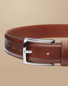 Ceinture décontractée pour homme en cuir véritable marron, boucle ardillon argentée rectangulaire, moulage monobloc durable, style robuste, largeur 35 mm - Product Image 1