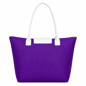 Bolsa de mano personalizada del Consejo NCNW, morada y blanca, con logotipo bordado, de uso diario, gran capacidad, de cuero, para mujer - Product Image 3