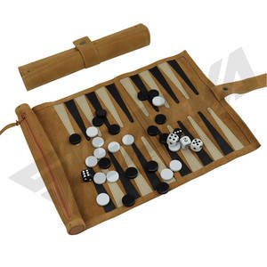 Nouvel ensemble de jeu de backgammon de luxe portable, personnalisé, fait main, en cuir PU souple, enroulable, pour les voyages - Product Image 5