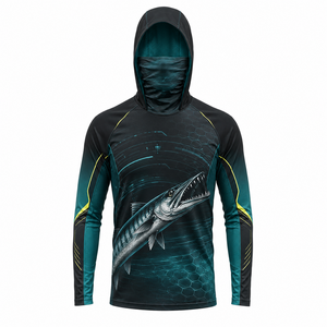 Sudadera con Capucha de Pesca para Hombre, Manga Larga, Estampado por Sublimación, Protección UV UPF 50+, 100% Poliéster, Transpirable y de Secado Rápido - Product Image 1