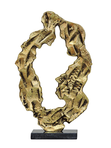 Escultura Moderna Abstracta de Aluminio Dorado, Figura Texturizada con Forma de Bucle Orgánico, Decoración de Lujo para el Hogar, Adorno Artístico para Sala de Estar u Oficina - Product Image 3