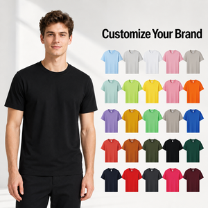 T-shirt en coton uni pour homme, manches courtes, col rond, coupe classique, vêtement décontracté, couleur unie, respirant, jersey tricoté - Product Image 3