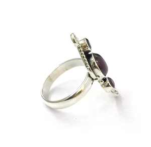 Wholesale Luxury Red <b>Garnet</b> Gemstone 925 Sterling <b>Silver</b> <b>Ring</b> Textured Spiral Pattern Trendy Boho Women Jewelry Accessory - Product Image 3