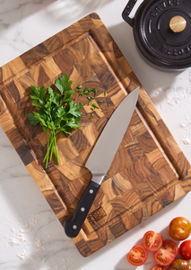 Planche à découper rectangulaire en teck premium Ha Le, antidérapante, avec insert vert, sans danger pour les aliments, emballage individuel pour la cuisine à domicile - Product Image 5