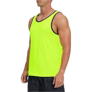 Men's <b>Neon</b> <b>Green</b> Solid Color Quick Dry Tank <b>Top</b> O-Neck Knitted Polyester Casual Sportswear - Product Image 2