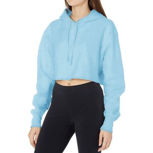 Sudadera Corta con Capucha para Mujer, Manga Larga, Color Sólido, Tejido de Rizo, Algodón, Logotipo Frontal, Ropa de Verano - Product Image 4