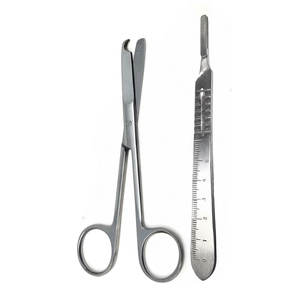 Kit de Instrumentos Quirúrgicos, Tijeras para Suturas, Mango de Bisturí de 4.5 Pulgadas # 4 y 10 Cuchillas Quirúrgicas Estériles de Acero Inoxidable - Product Image 2