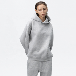 Sweat à capuche court surdimensionné en coton lourd pour hommes de haute qualité sans cordon sans poche sweat teint uni pour l'hiver - Product Image 5