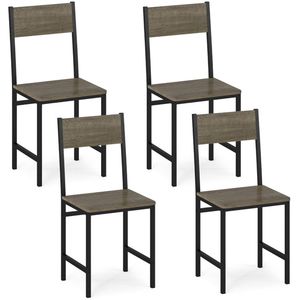 4 sedie da pranzo industriali grigie con capacità di 330 libbre, sedie laterali da cucina in materiale rattan per l'arredamento del soggiorno - Product Image 1