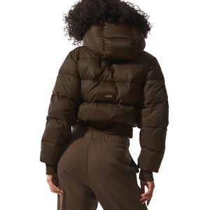 High demand Women's Foxy Puffer Jacket Faux Fur Trim Cropped Puffer Jacket Luxury Winter Outerwear custom OEM private <b>label</b> - Product Image 2