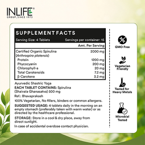 Tabletas de Espirulina 2000mg, Arthrospira Platensis, Superalimento Verde, 60 Unidades, Proteína Vegetal, Fibra, Ficocianina, Clorofila - Product Image 4