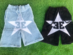 Shorts de mohair con logo frontal estampado en punto, estilo holgado - Product Image 6