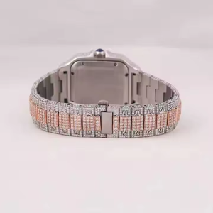Reloj de Pulsera de Lujo con Cristales de Moissanita y Cuarzo, Esfera Cuadrada, Correa de Acero Inoxidable, Cristal de Zafiro, Resistente al Agua - Product Image 3