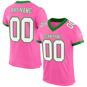 Camiseta de Fútbol Rosa Personalizada, Verde Césped, Malla Blanca, Auténtica, de Secado Rápido, para Hombre, Verano, Talla Grande, Cuello en V, Estampada - Product Image 4