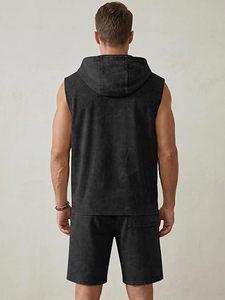 Wholesale Hoodie Shorts Set Custom <b>Tracksuit</b> Unisex Matching Set Summer Cotton Fleece Outfit Casual - Product Image 6
