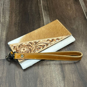 Nuevo diseño personalizado, bolso de mano de cuero de vaca con herramientas manuales y billetera de pulsera, conjunto combinado de 2 piezas de cuero de vaca genuino para mujer - Product Image 5