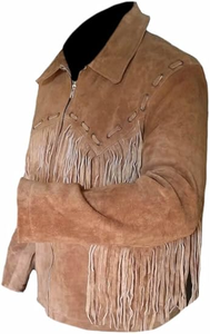Authentic Western Cowboy Fringe <b>Leather</b> <b>Jacket</b> for <b>Men</b> Handmade <b>Brown</b> Suede Vintage Style Outerwear Coat Bulk order - Product Image 5